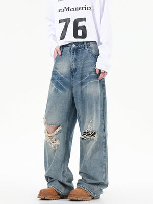 Loose Hole Wear-resistant Washing Old Jeans