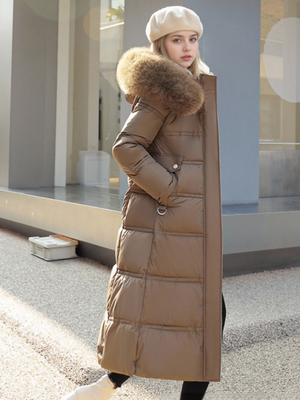 Fur Collar Style With Detachable Fur Collar Waist Quilting Keep Warm In Winter Elegant Commuter Style Cotton Jacket/Down Jacket