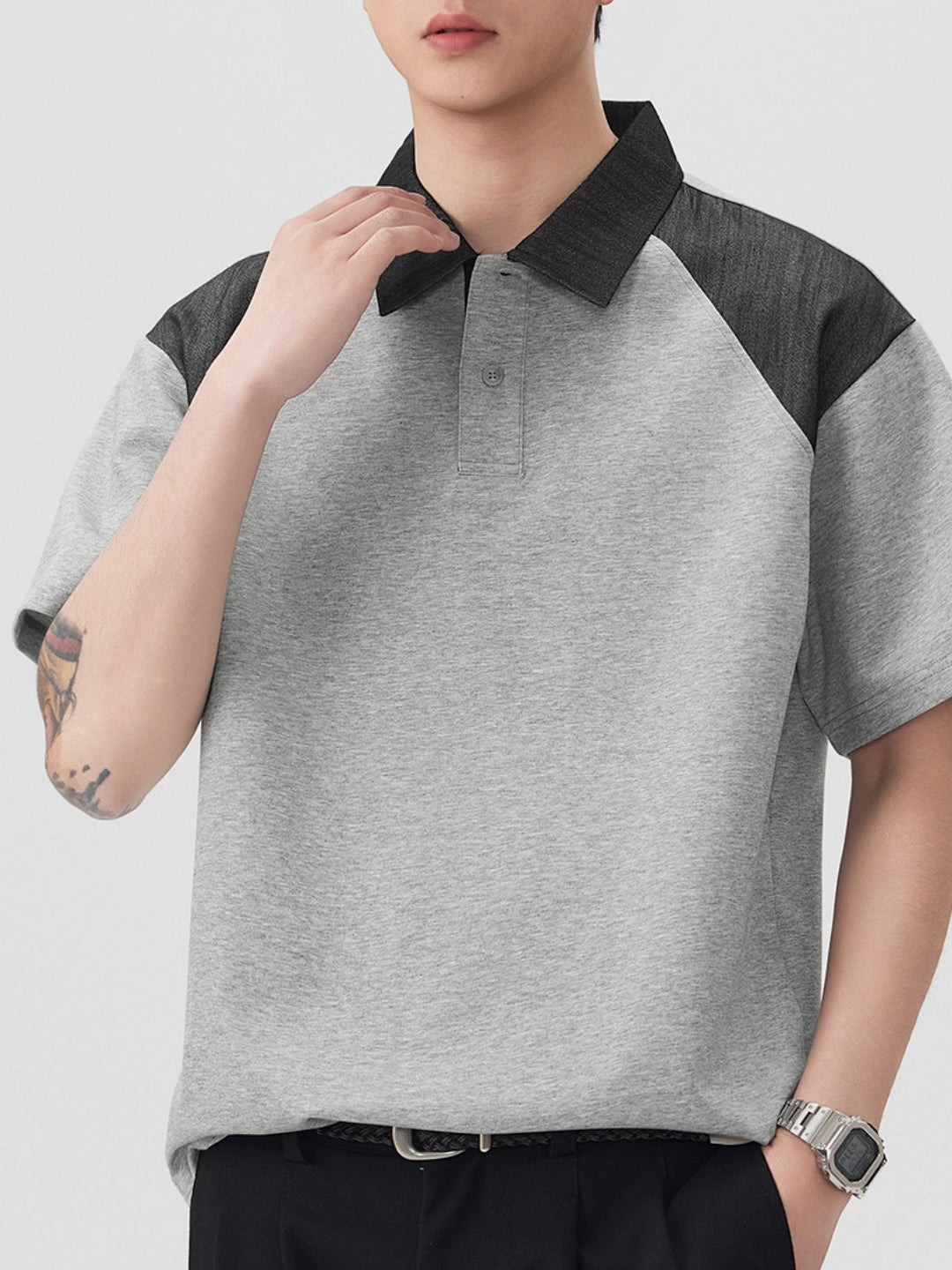 Retro Color-blocked Loose-fit Polo Shirt