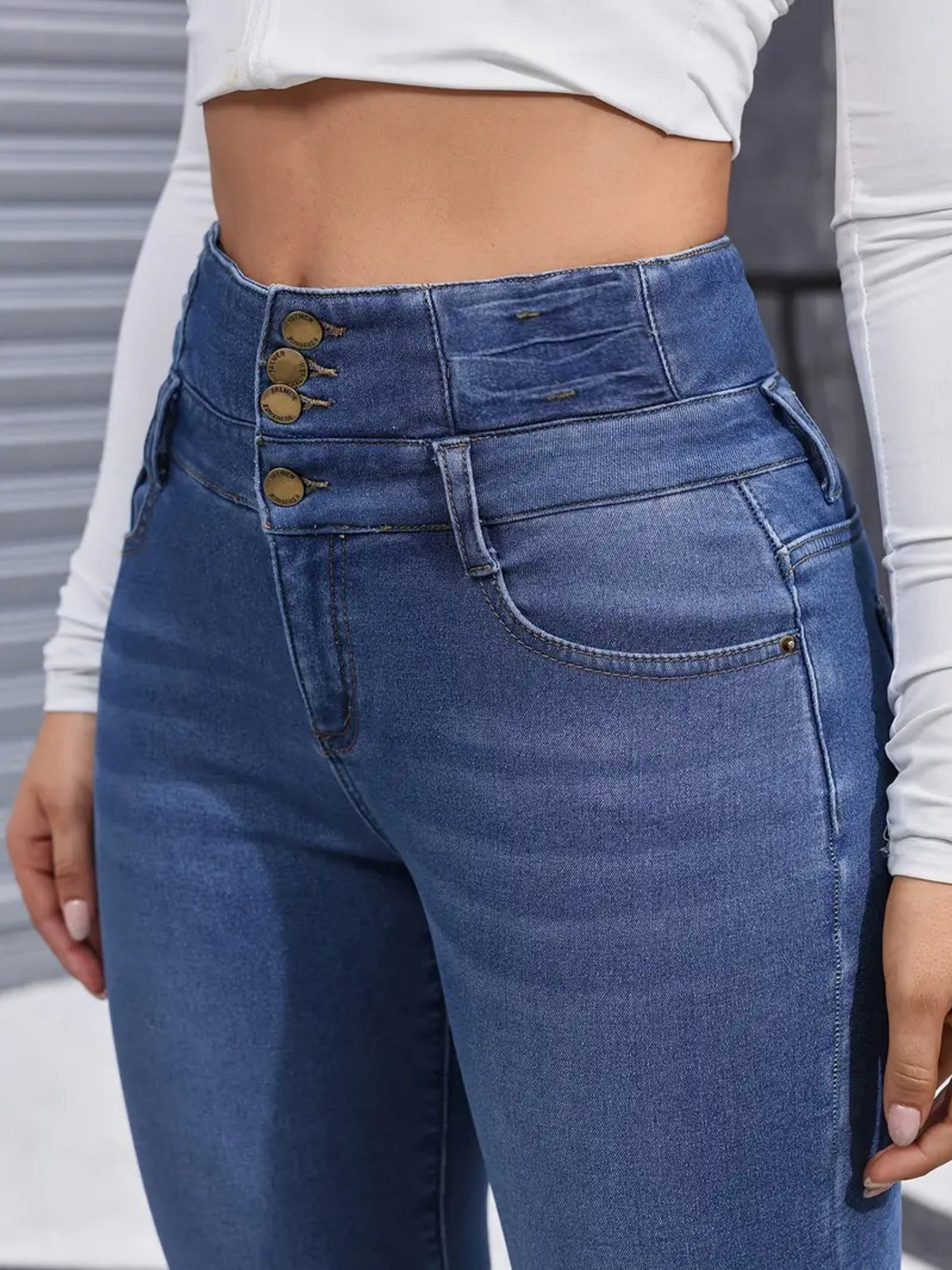 Fleece Lined High-waisted Pencil Pants Jeans