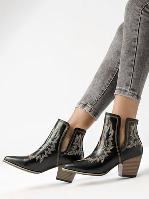 Embroidered Pointed-Toe Western Women's Boots