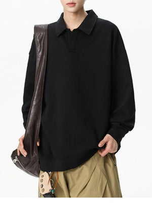 Jacquard All-match Loose Lapel Polo