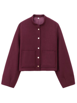 Stand Collar Single-breasted Large Pocket Blazer