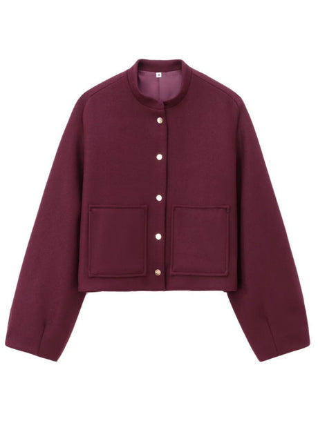 Stand Collar Single-breasted Large Pocket Blazer
