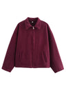 Lapel Zipper Solid Color Simple Oversized Woolen Jacket