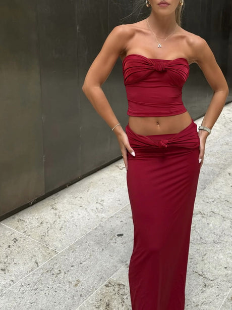 Liber Summer Women's Splicing Solid Color 2-piece Sets