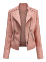 Short Slim Fit Thin Three-dimensional Decoration Leather Jacket