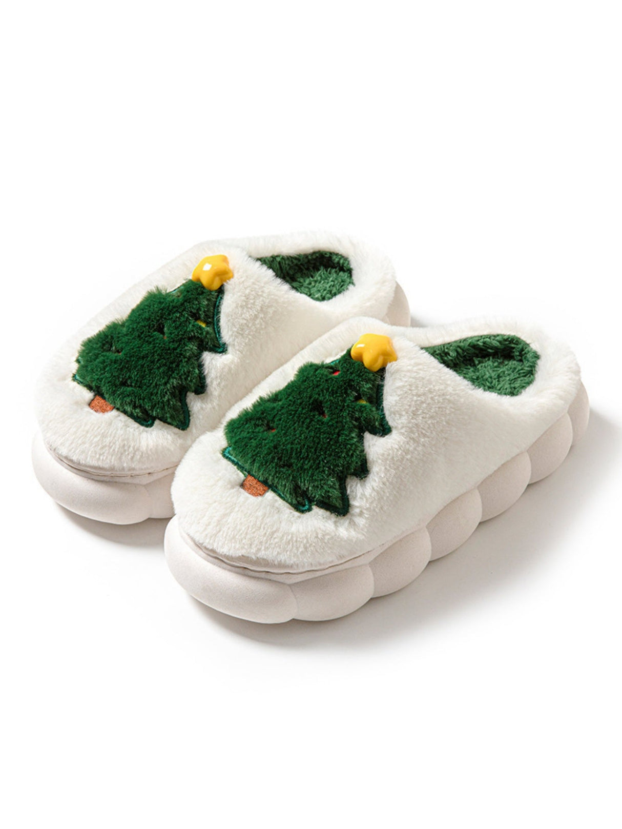 Christmas Tree Colorblock Platform Slippers