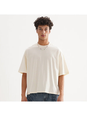 Liber Summer Men's Slightly short hem Solid Color T-shirts
