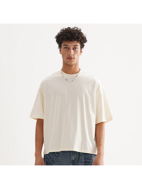 Liber Summer Men's Slightly short hem Solid Color T-shirts