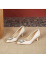 Liber Spring and Autumn Rhinestone Square Buckle Women's High Heels