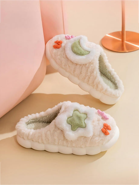 Colorblock Floral Slippers