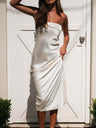 Liber Summer Women's Backless Solid Color Maxi Dresses