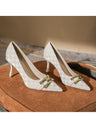 Liber Spring and Autumn Plaid Metal Buckle Women's High Heels