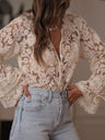 Off White Hollow Lace Shirts