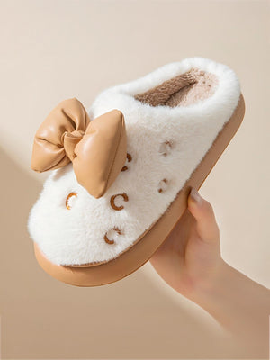 Colorblock Bow Slippers