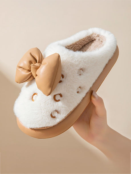 Colorblock Bow Slippers
