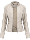 Street Cool Thin Stand Collar Zipper Leather Jacket