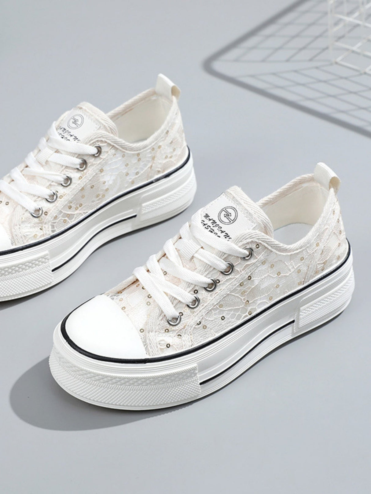 Sequined Mesh Thick-soled Women's Casual Sneakers