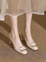 Liber Spring and Autumn Square Buckle Women's High Heels