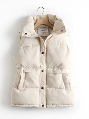 Short Loose And Versatile Pocket Stand Collar Down Jackets Vests