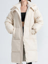 Hooded Zippered Extended Knee-length Down Jacket Thickened Coat