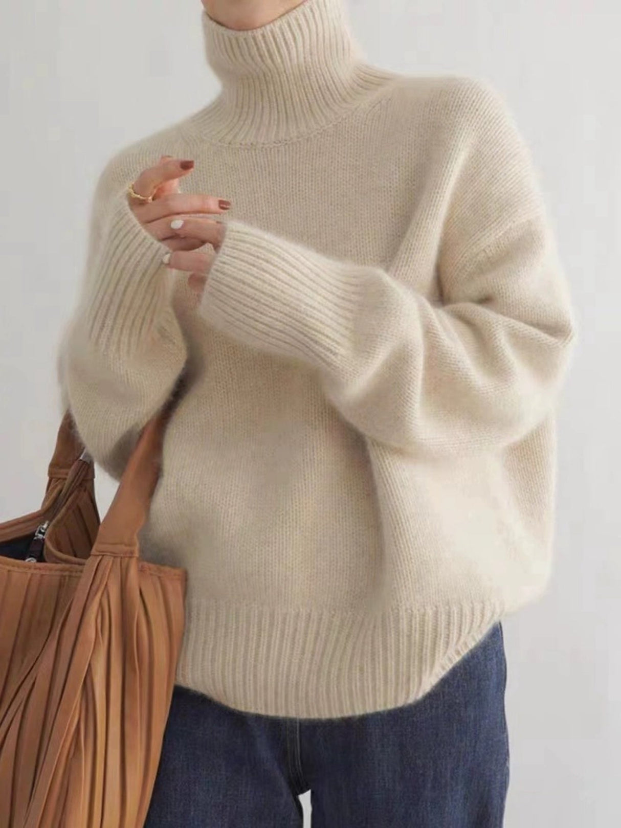 Liber Turtleneck Solid Color Solid Color Knitted Sweater