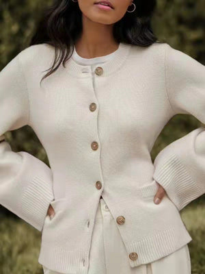 Liber Buttons Solid Color Elegance Cardigans