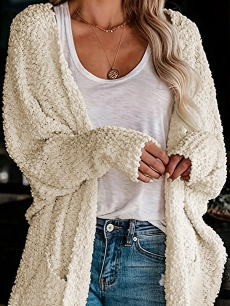 Solid Color Pocket Mid-length Cardigans
