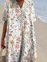 Printed Pocket Round Neck Sleeveless Maxi Dresses