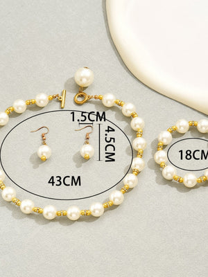 Mother-of-pearl Necklace And Earrings Bracelet Jewelry Sets