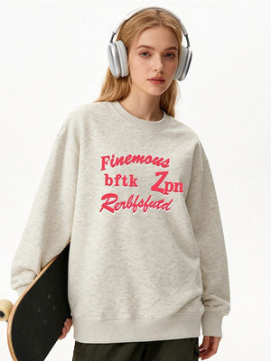 Valentine Gift Loose-fit Warm Letter Print Sweatshirts