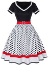 Christmas Polka Dots Splicing Large Skirt Midi Dresses