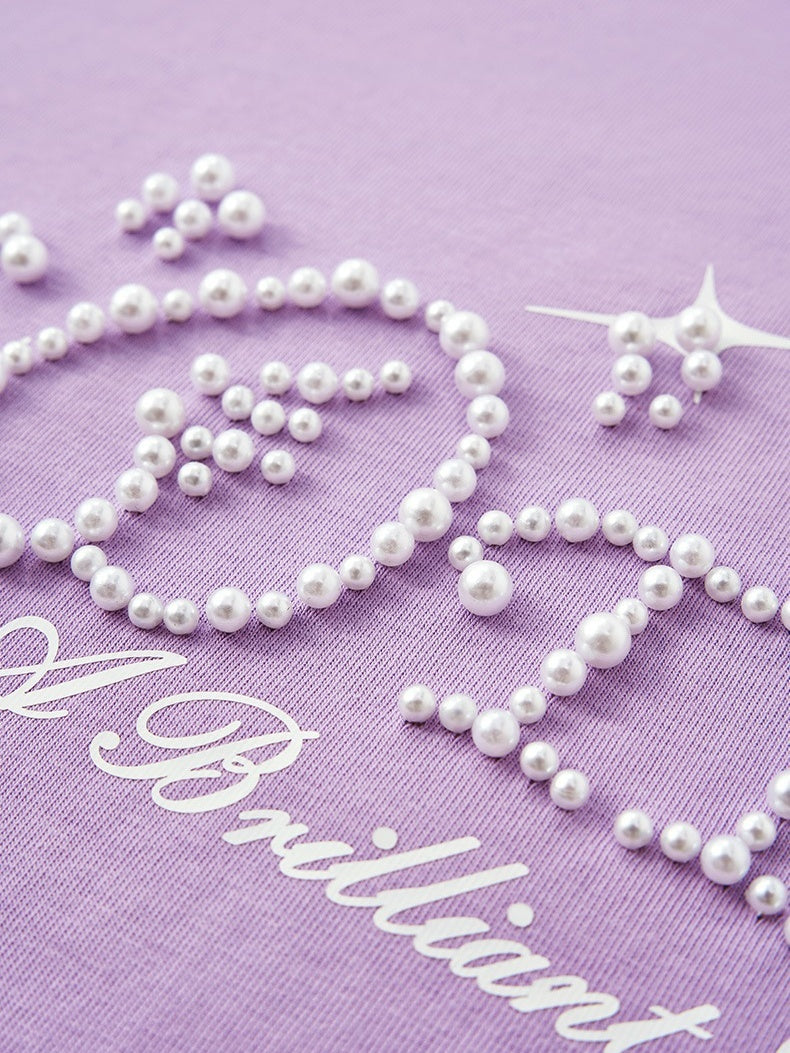 Rhinestone-studded Letter T-shirts