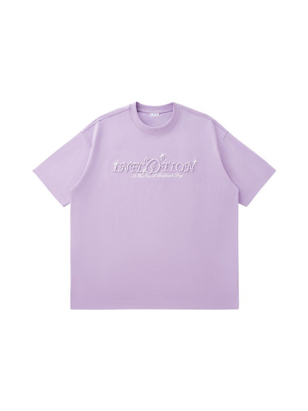 Rhinestone-studded Letter T-shirts