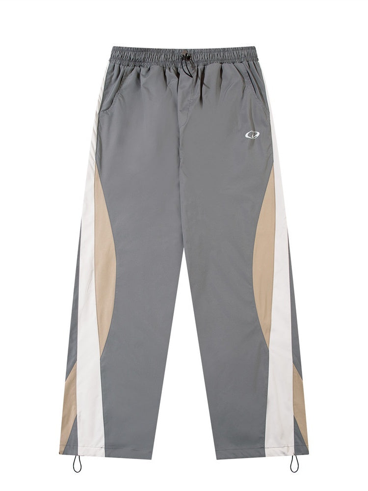 Color-Block Patch-Pocket Elastic-Waist Loose Cargo Pants