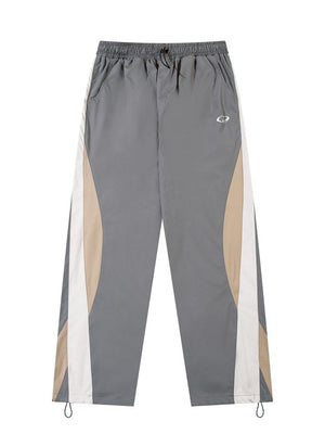 Color-Block Patch-Pocket Elastic-Waist Loose Cargo Pants