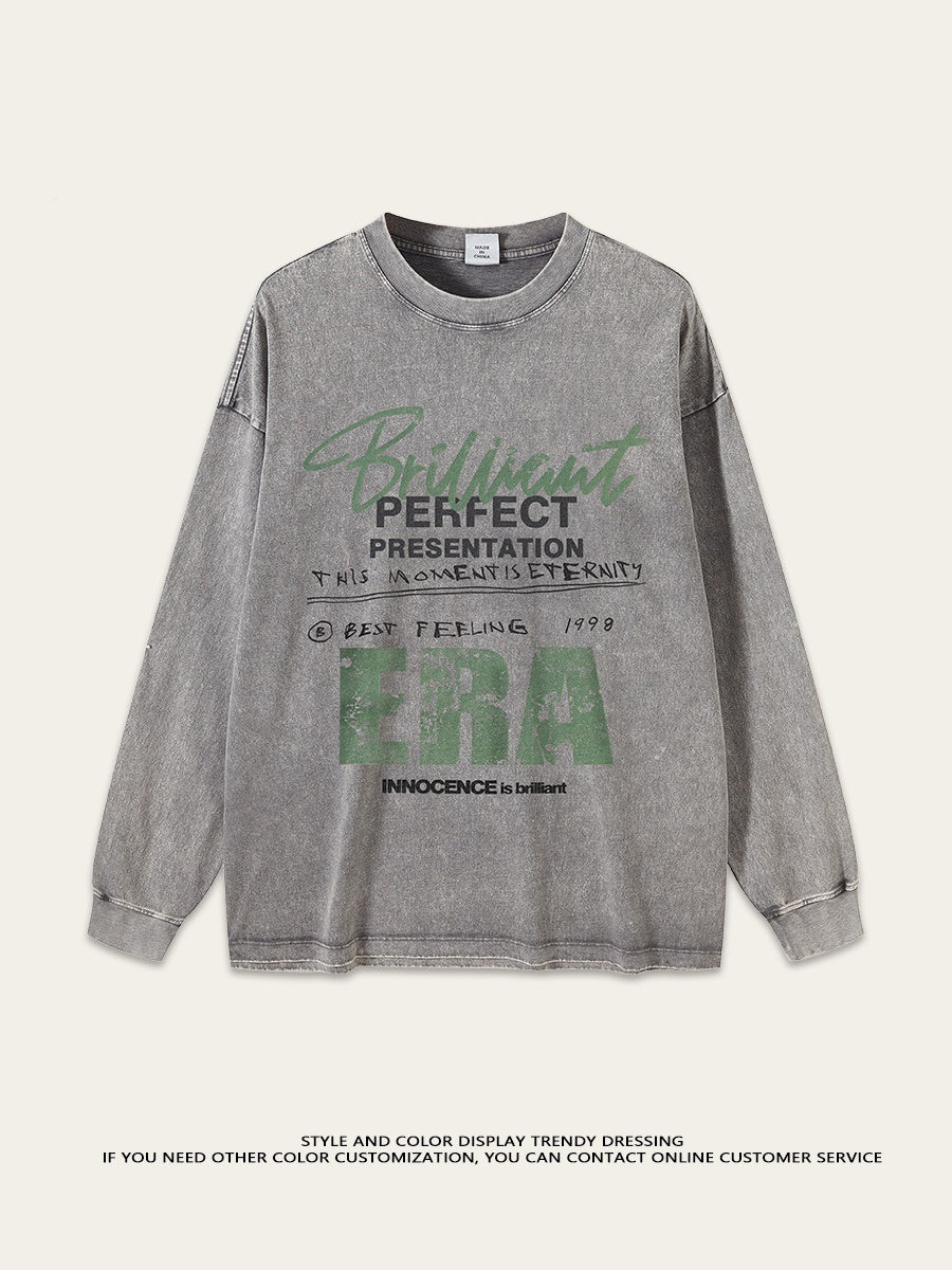 T-shirts amples à imprimé lettres délavé et vieilli