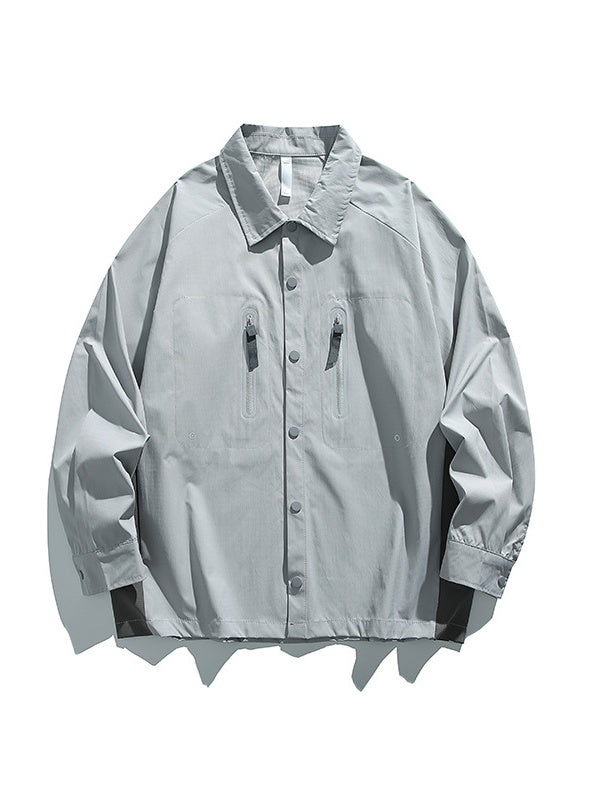 Outdoor Water-repellent Wear-resistant Sports Contrasting Colors Function Lapel Long-sleeved Shirt