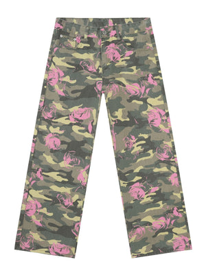 Camouflage Ins Loose-fit Straight-fit Wide-leg Jeans