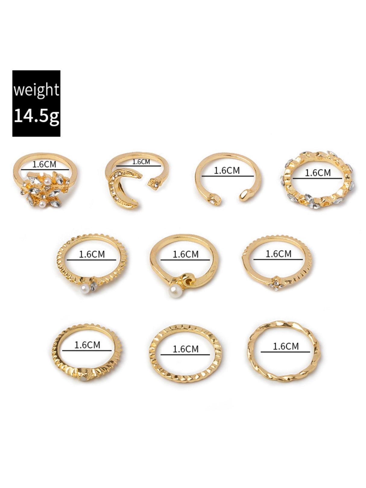Star And Moon Diamond Ring Set