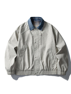 High Street Lapel All-match Loose Fake Two Pieces Flight Jacket