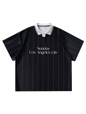 Retro Stripes Color-blocked Polo Shirt