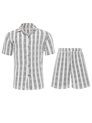 Vertical Stripes Leisure Vacation Loose-fit 2-piece Sets Set
