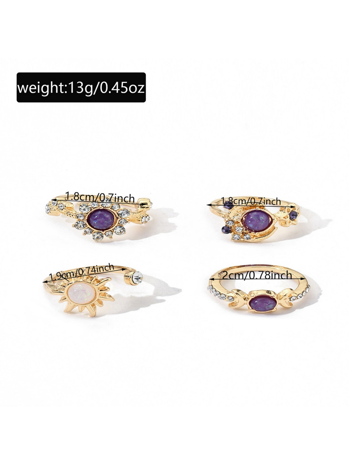 Colored Gemstone Ring Set