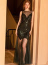 Perspective Sequins Sleeveless Long Dress
