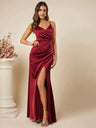 Satin Suspenders Pleated Maxi Dresses