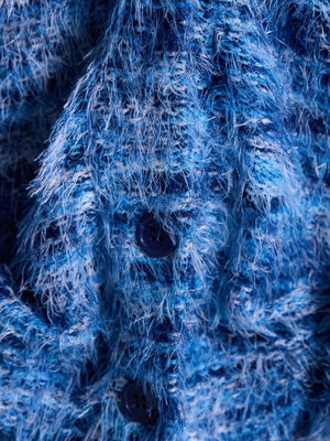 Fluffy Color matching Buttons Cardigans