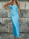 Bandeau Elasticity Backless Knitting Satin Sexy Maxi Dresses