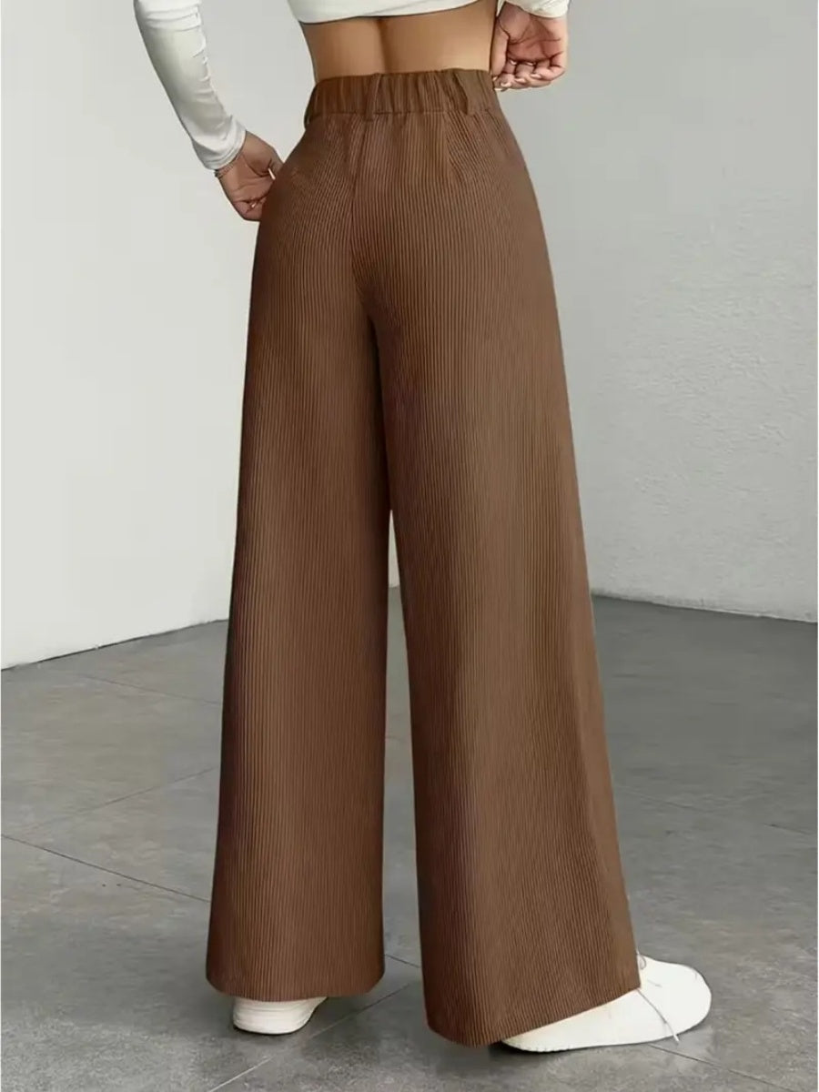 High Waist Loose Slimming Solid Color Wide Leg Pants